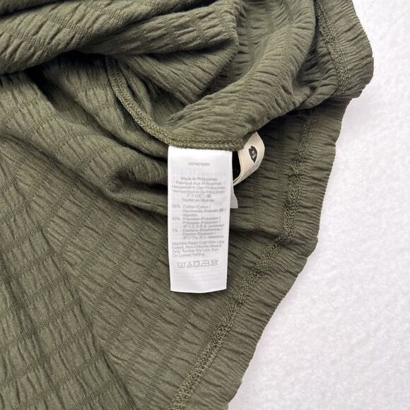 Madewell Mini Dress Medium Green Crinkle Knit Tiered Puff Sleeves Buttons NEW‎ - Picture 8 of 10